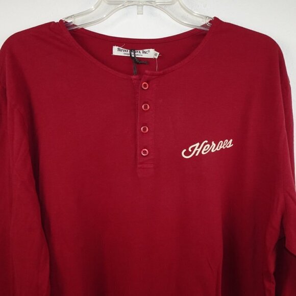 Heroes Motors Motorcycle T-Shirt Men's Size XL Red Long Sleeve Cotton - Picture 3 of 7